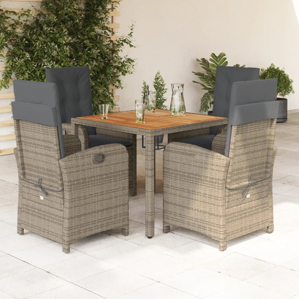 Set da Pranzo da Giardino 5 pz con Cuscini in Polyrattan Grigio 3212241