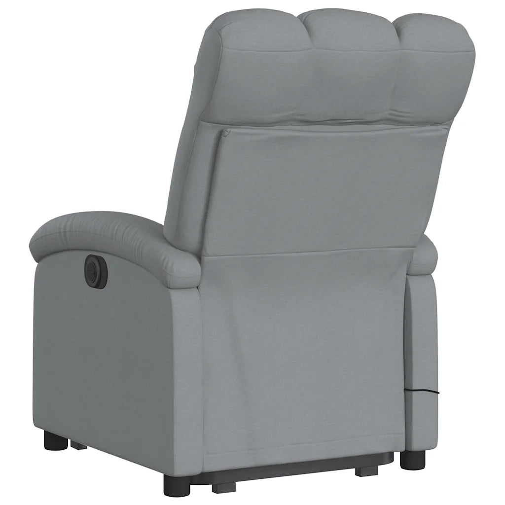 Poltrona | Sedia Relax Alzapersona Massaggi Reclinabile Grigio Chiaro Tessuto