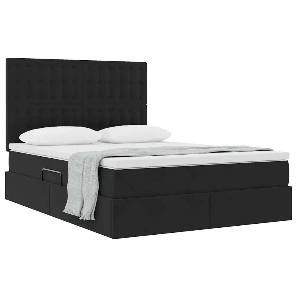 Letto con contenitore e materasso Nero 140 x 200 cm Velluto 3372155