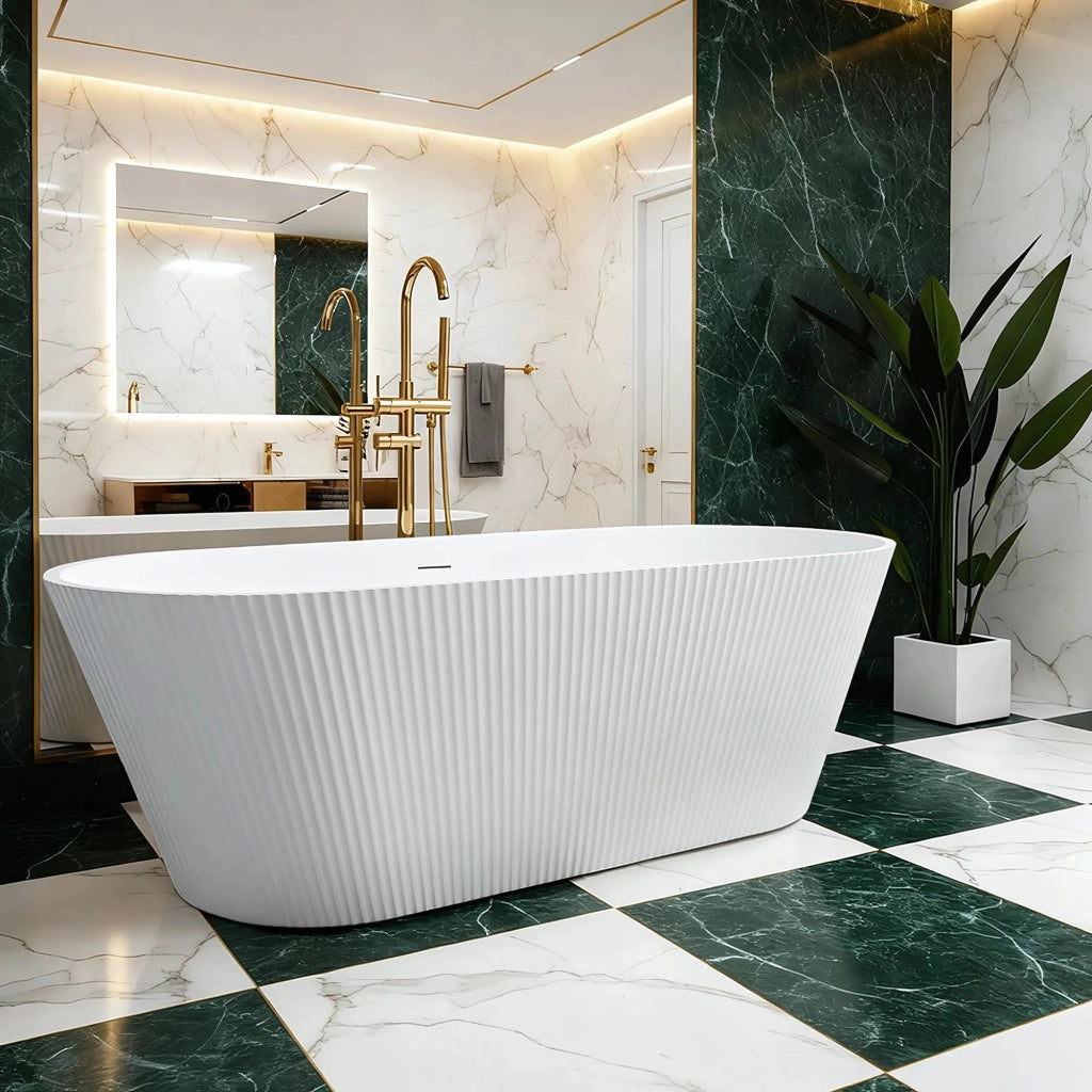 Vasca Da Bagno Freestanding In Acrilico Ofelia 170 Copritappo nero
