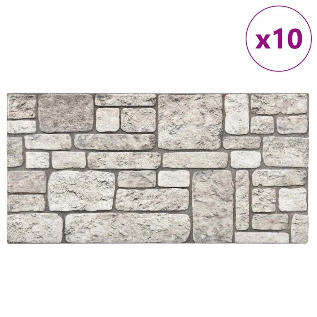 Pannelli da parete 10 pcs Grigio 100 x 50 cm Schiuma EPS 332929