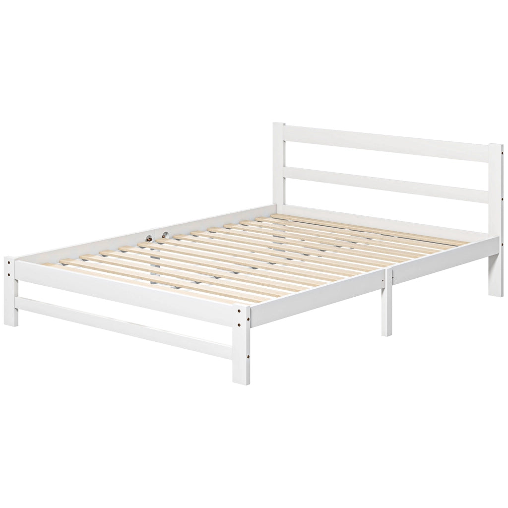 Letto Matrimoniale in Legno ¨C Minimal ¨C Bianco 195x141 cm