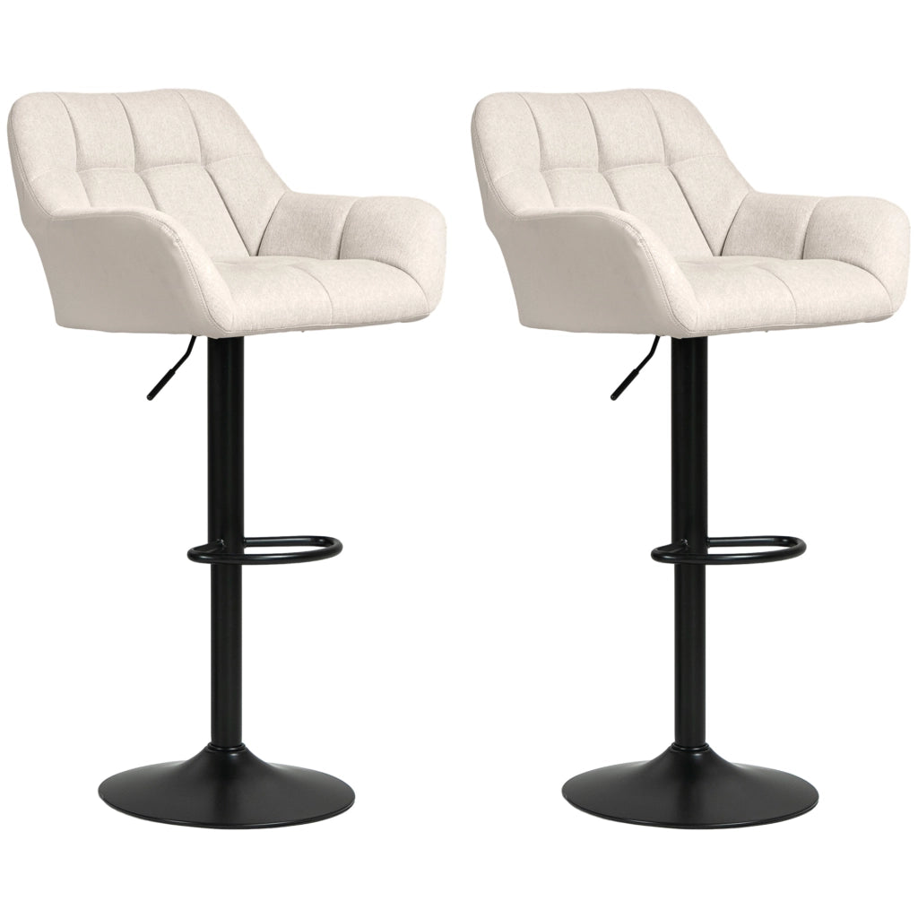 Sgabelli 2 Pezzi Design Retr¨° Altezza Regolabile ¨C Zephmum ¨C Ecopelle Creme + Nero