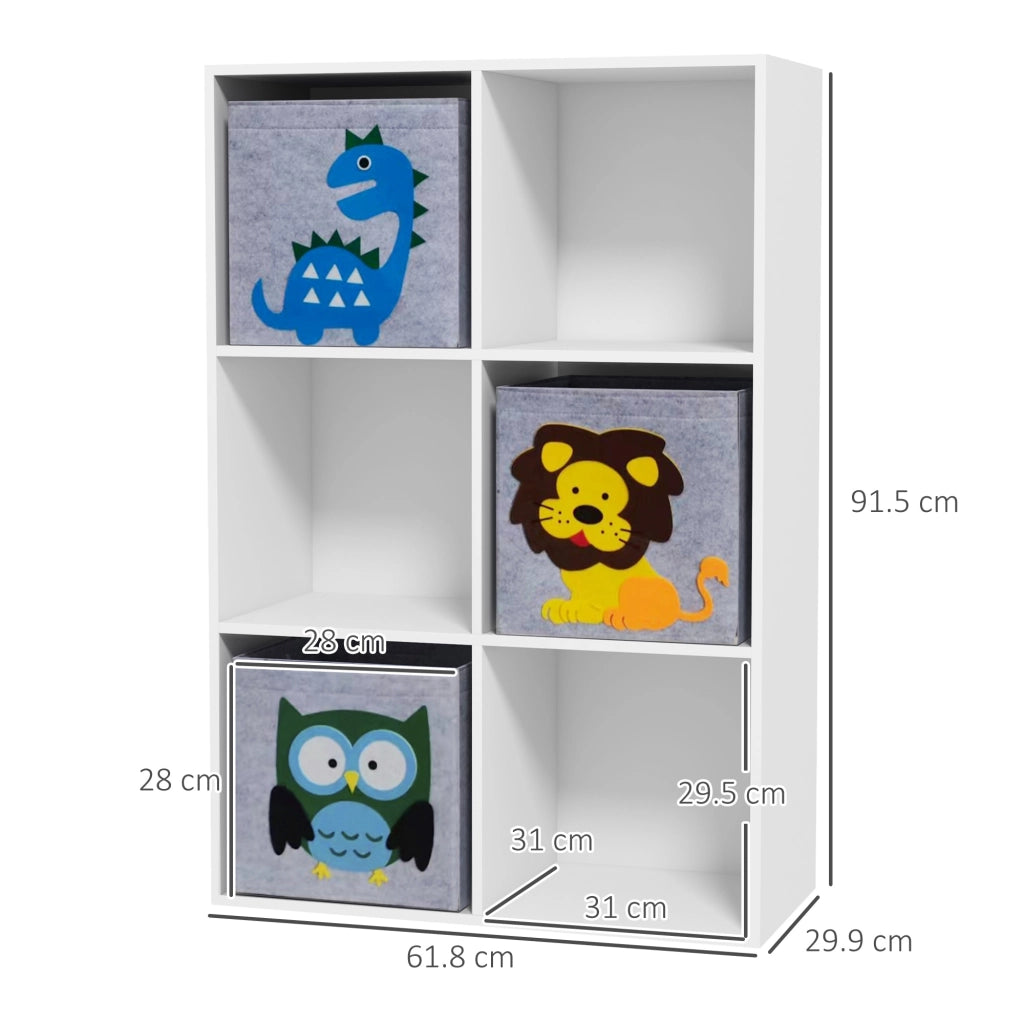 Libreria per Bambini a 6 Cubi ¨C Minimal ¨C Grigio e Bianco, MDF e Melamina, 61.8x29.9x91.5 cm