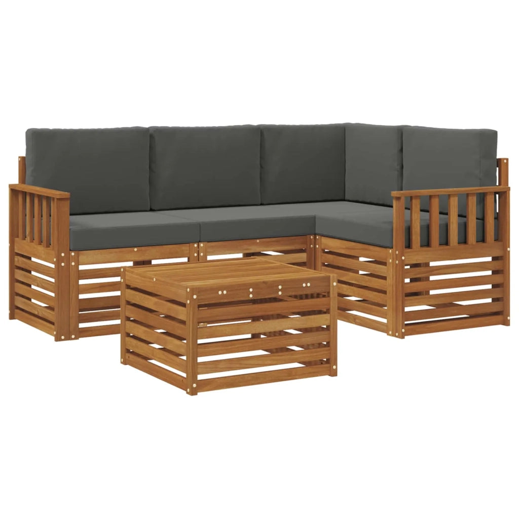 Set di divani da esterno con cuscino 5 pcs Naturale e Antracite 3374762