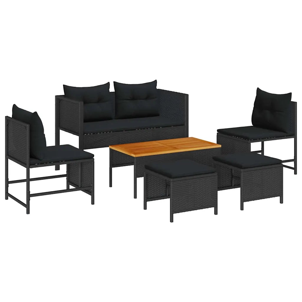 Set Divano da Giardino con cuscino 6 pcs Nero polyrattan 4104700