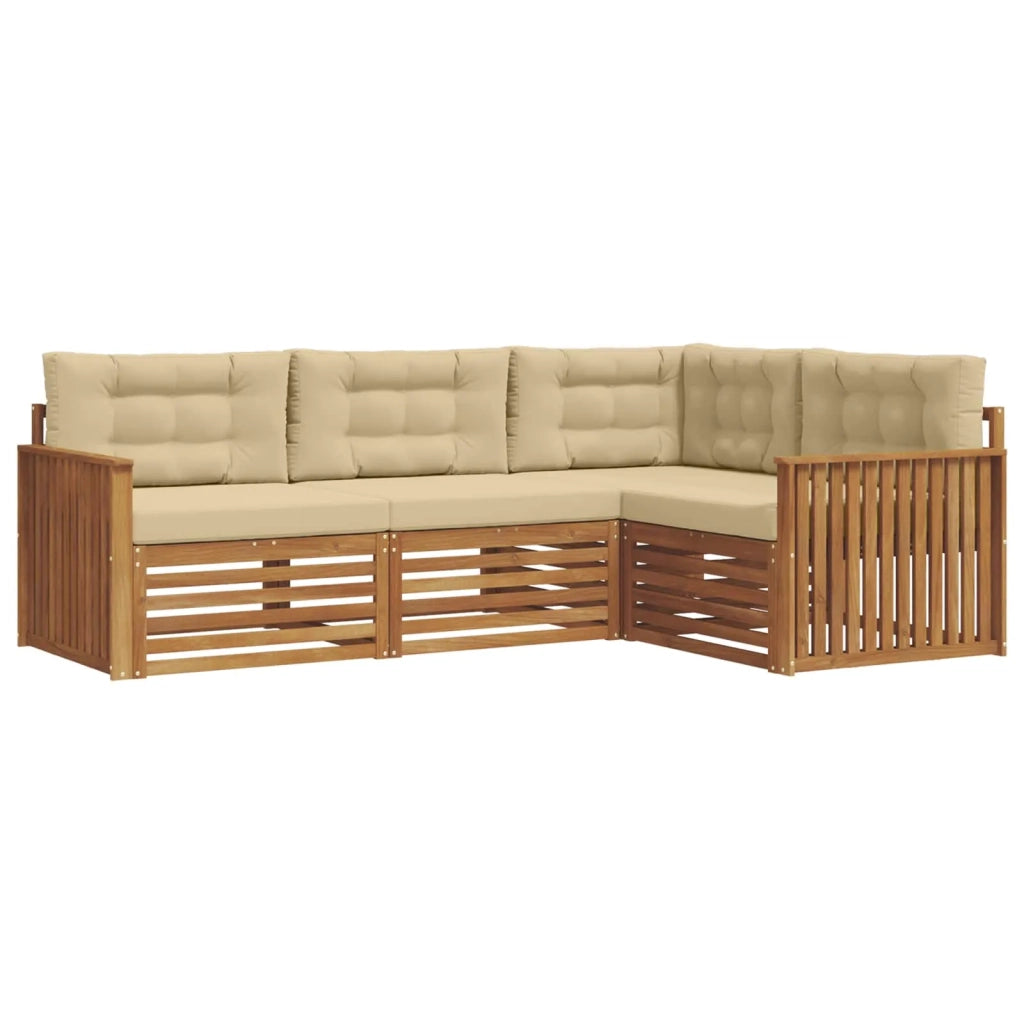 Set di divani da esterno con cuscino 4 pcs Naturale e Beige 3373378