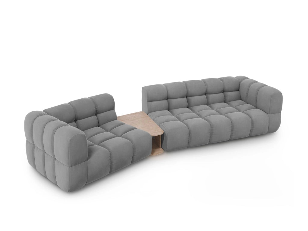 Cosmopolitan Design - Divano modulare sinistro "Sky" 3 posti in velluto grigio chiaro 