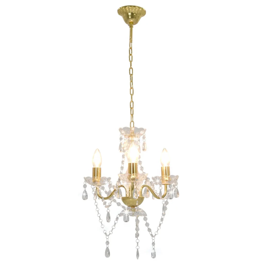 Lampadario con Perline Dorato Tondo 3  E14 281600