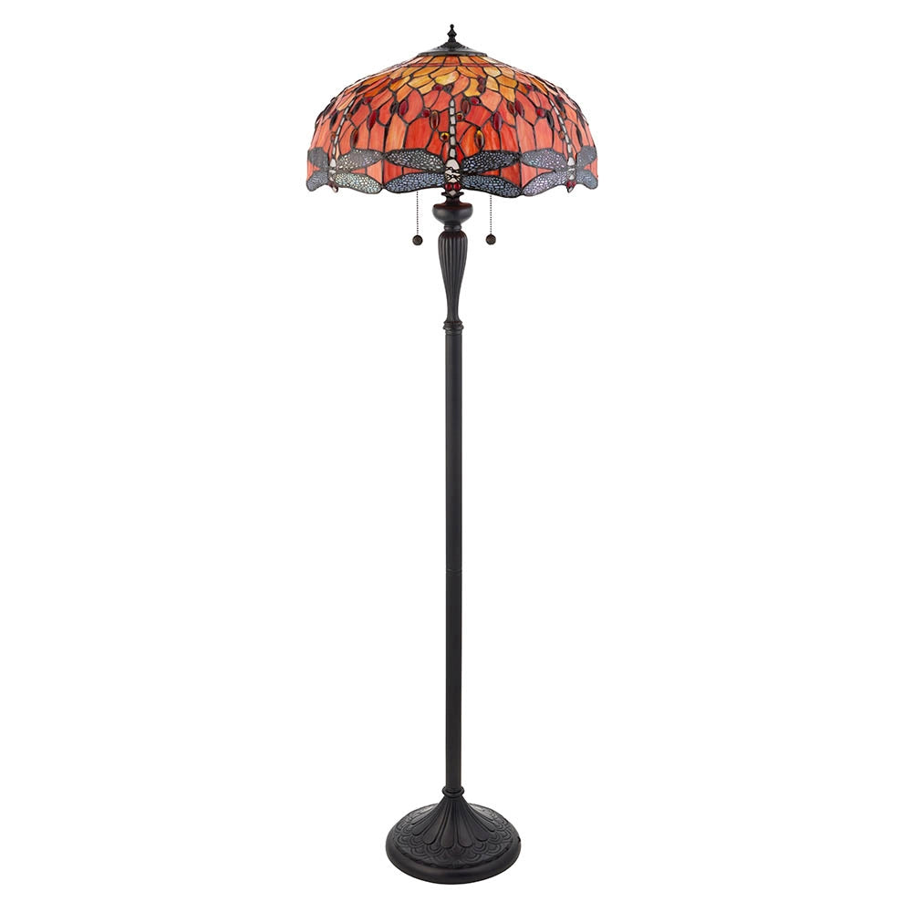 Lampada da terra Tiffany Dragonfly Flame rossa 2xE27