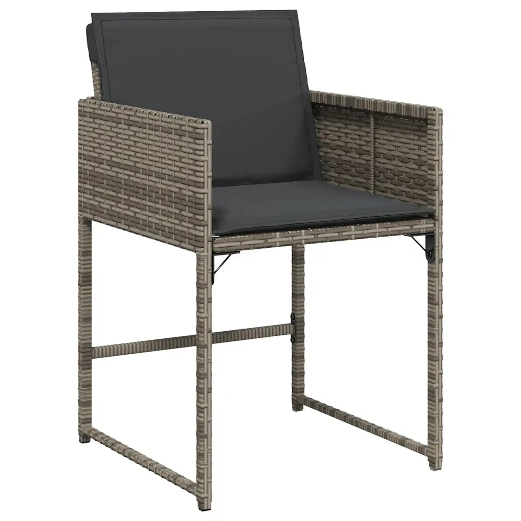 Set da Pranzo da Giardino 9 pz con Cuscini in Polyrattan Grigio 3278083
