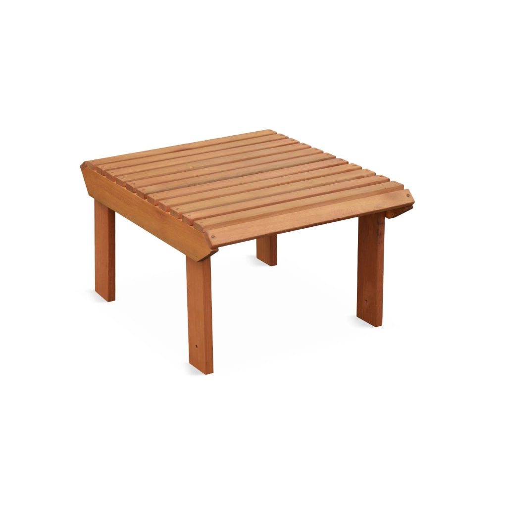 Set 2 poltrone in legno con poggiapiedi, marrone naturale