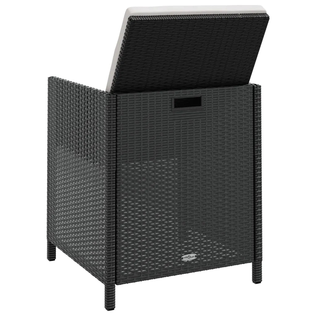 Set da Pranzo da Giardino 11 pz con Cuscini in Polyrattan Nero
