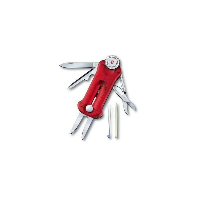Victorinox 0.7052.T Golf Tool Coltello Multifunzione 10 Funzioni Lama Grande Rosso Trasparente