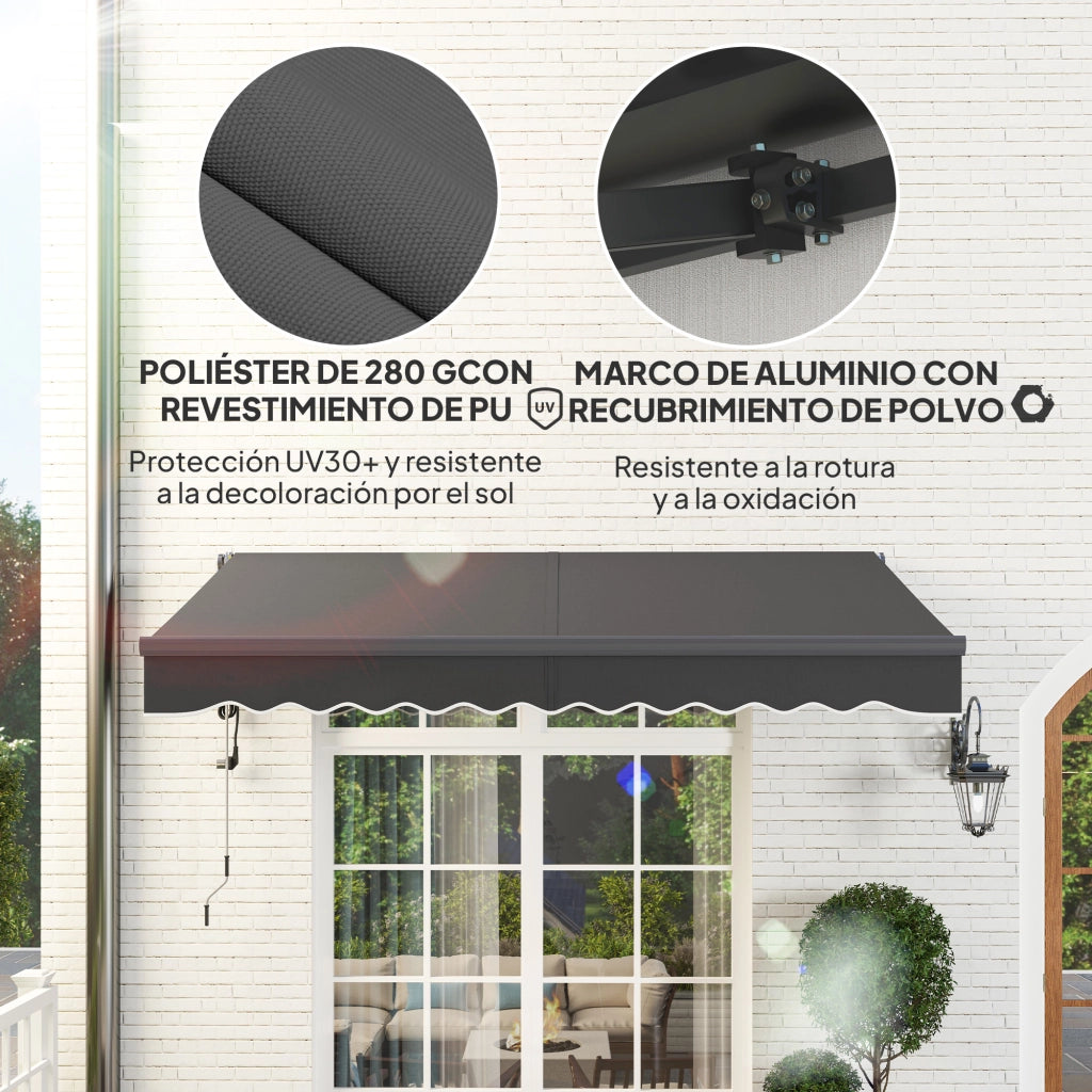 Tenda da Sole Retrattile Elettrica con Manovella ¨C Xylo ¨C Grigio Scuro 296x250 cm