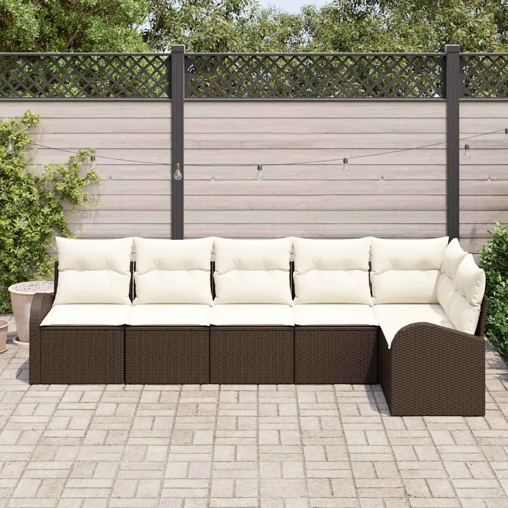 Set Divano da Giardino 6 pcs Marrone e bianco polyrattan 3354727