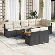 Set Divano da Giardino con cuscino 9 pcs Nero polyrattan