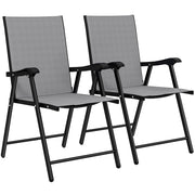 Set di 2 Sedie Pieghevoli con Schienale e Braccioli ¨C Minimal ¨C Grigio Chiaro