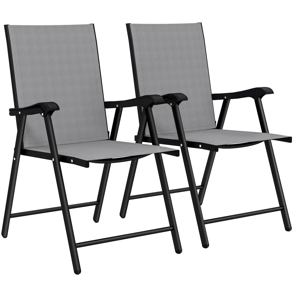 Set di 2 Sedie Pieghevoli con Schienale e Braccioli ¨C Minimal ¨C Grigio Chiaro