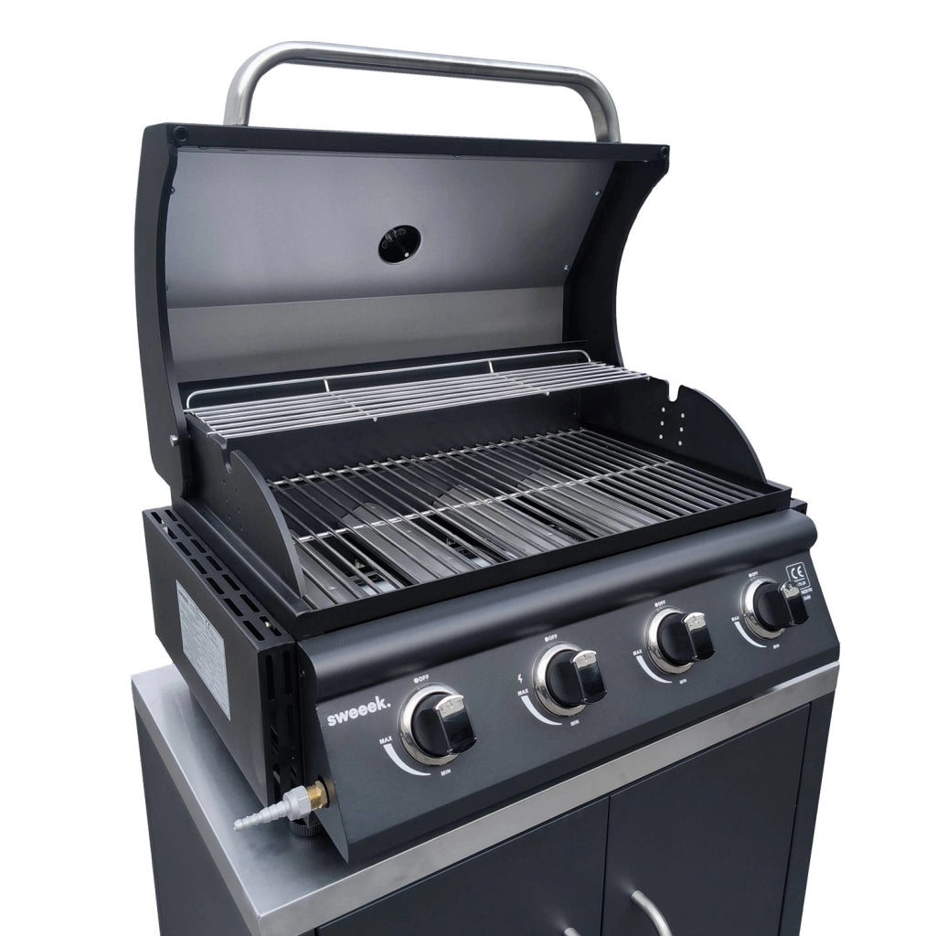 Modulo cucina da esterno con barbecue a gas a 4 bruciatori, 7 moduli,
