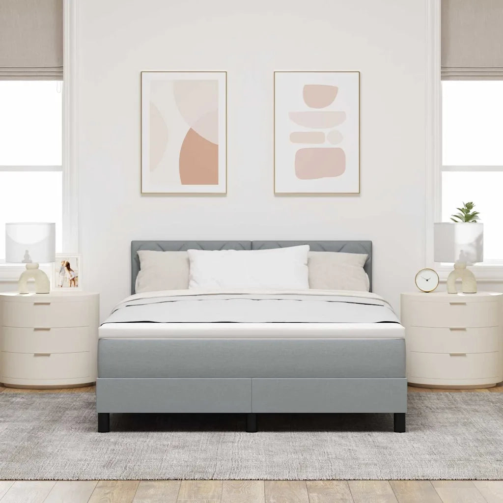 Letto a molle con materasso Grigio chiaro 160 x 200 cm Tessuto