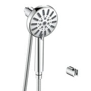 Kit doccia e soffione magnetico 8 getti, flessibile 150 cm e supporto a muro cromato - serie Peonia