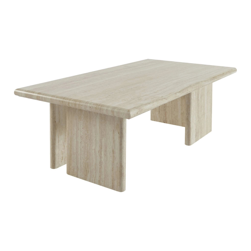 Tavolino rettangolare effetto legno, beige travertino