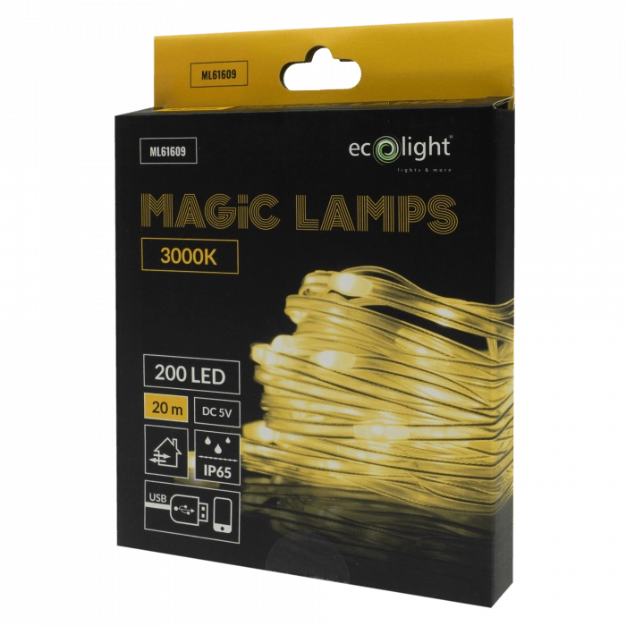 Luci natalizie esterne 20m 200LED 3000K USB BT Ecolight