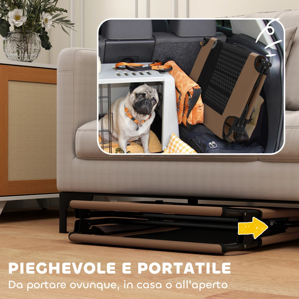 Letto per Cani Pieghevole ¨C Minimal ¨C 107x61x20 cm, Marrone, Tessuto a Rete