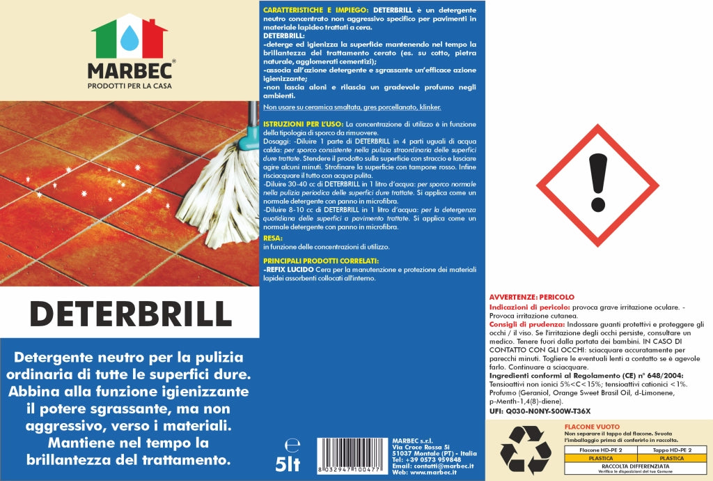 Pulizia pavimenti DETERBRILL   5LT