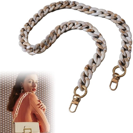 Cinturino per borsa in acrilico beige, catena per borsa, cinturino per borsa, cinturino per spalla con chiusura a molla, cinturino per borsa largo, sostitutivo di cinturino per borsa - 2,5 cm di larghezza, 80 cm di lunghezza