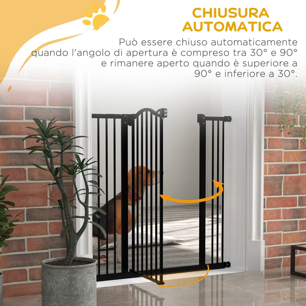 Cancello per Cani Estensibile ¨C Minimal ¨C Nero, Metallo e Plastica, 74-100x94 cm