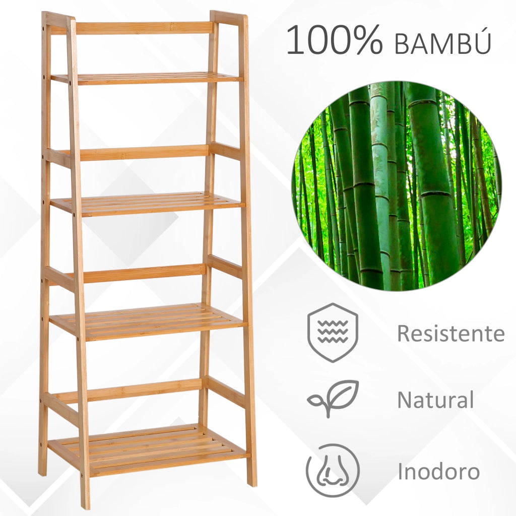 Libreria a scala 4 livelli in bambu' ¨C Zephmum ¨C 48x31,5x120 cm