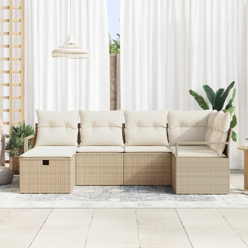 Set di divani con cuscino 6 pcs Beige e Crema polyrattan 3359180