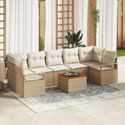 Set Divano da Giardino 8 pcs Beige e Crema polyrattan