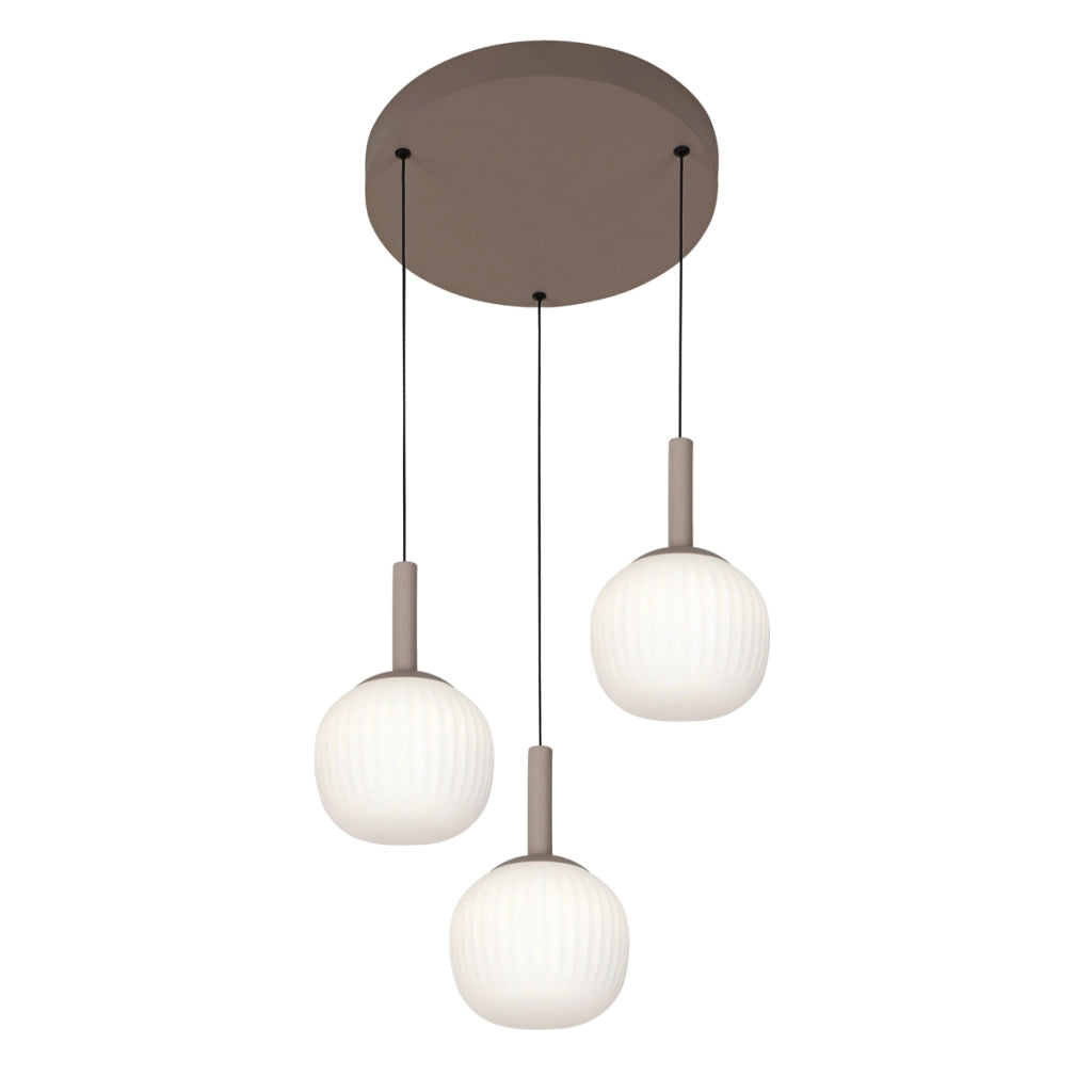 Lampada a sospensione minimal bronzo 3 vetri LED 18W Italux
