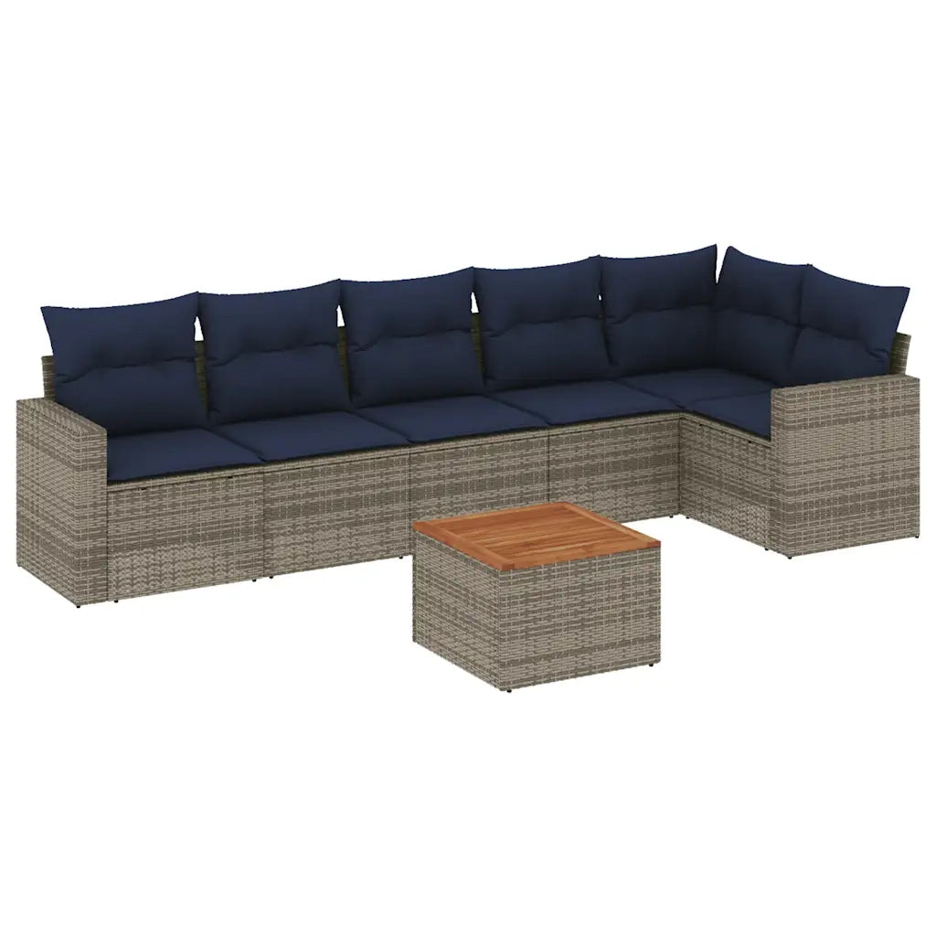 Set Divani da Giardino 7 pz con Cuscini Grigio in Polyrattan 3256467