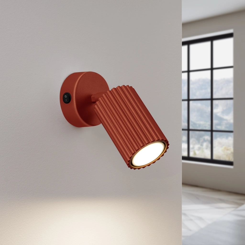Lampada da parete KARBON rosso ocra con interruttore