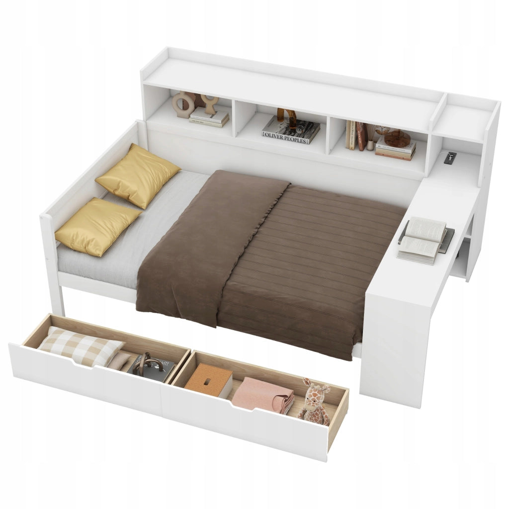 Sofa letto con scrivania e USB - Xylo - 90x200 - Bianco