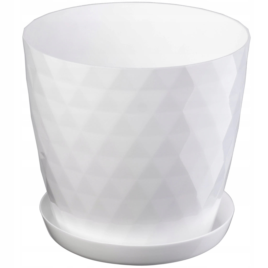 Vaso da fiori in plastica KADAX con supporto e coperchio, 14 cm, bianco.