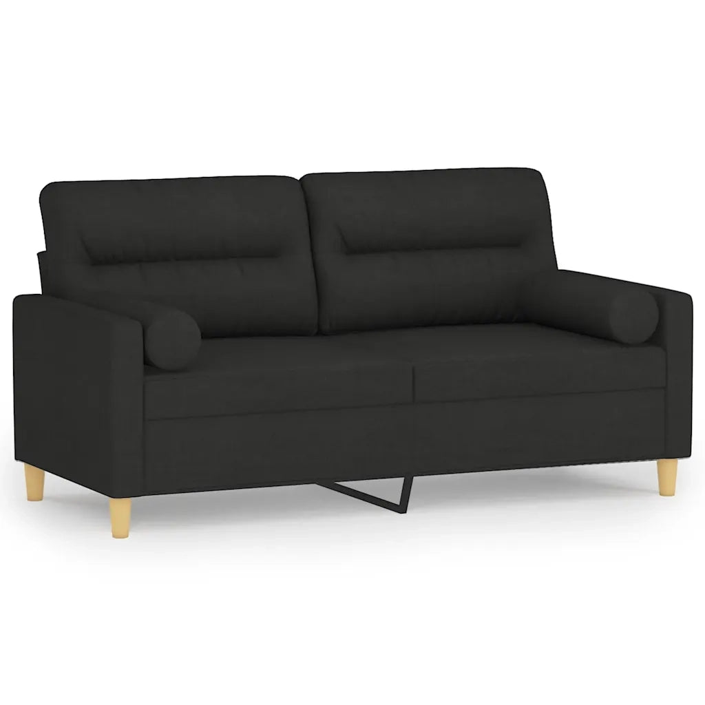 Divano a 2 Posti con Cuscini-Sofa 2 Posti con Cuscini Nero 140 cm in Tessuto 103554