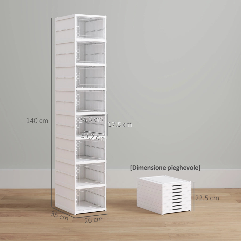 Scarpiera con 8 Contenitori Pieghevoli ¨C Minimal ¨C Bianco