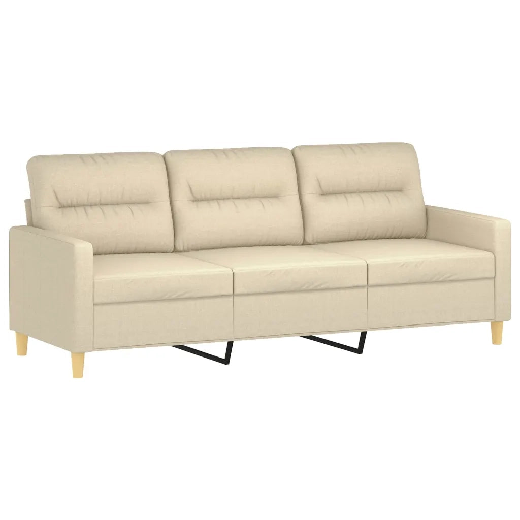 Set di Divani 3 pz con Cuscini Crema in Tessuto 3201610