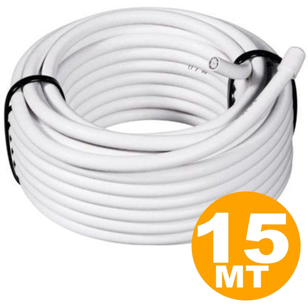 Trade Shop - 15 Metri Cavo Prolunga Coassiale Per Tv Antenna Digitale Terrestre 75 Ohm -