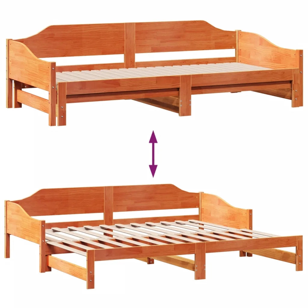 Divano letto | Sof¨¤ letto | Letto singolo con Rotelle senza Materasso Marrone Cera 90x190 cm