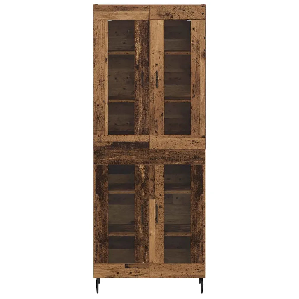 Credenza 2 pcs Legno vecchio Legno Stratificato e Vetro 3403180