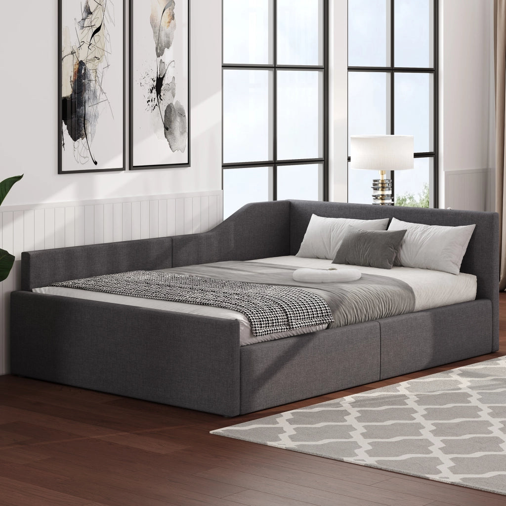 LETTO Imbottito con contenitore 140x200 cm Grigio