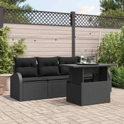 Set Divano da Giardino con cuscino 5 pcs Nero Poly Rattan 3348549