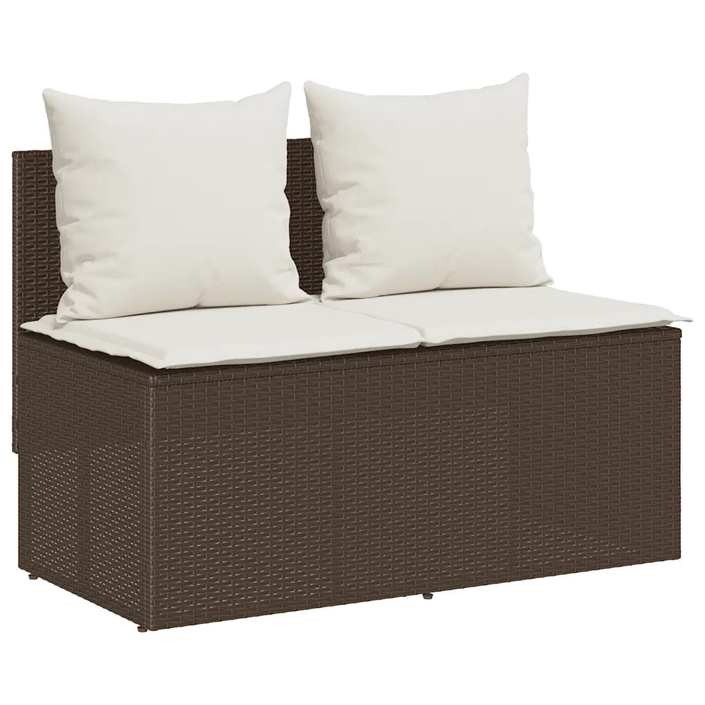 Set da Pranzo da Giardino 3pz con Cuscini in Polyrattan Marrone 4104182