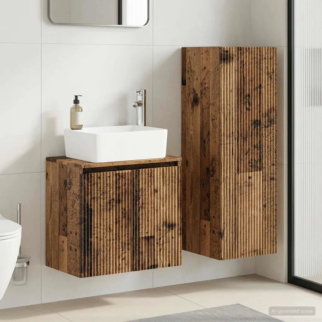 Set di mobili per il bagno 2 pz Legno antico 33 x 34,5 x 100 cm 3406131